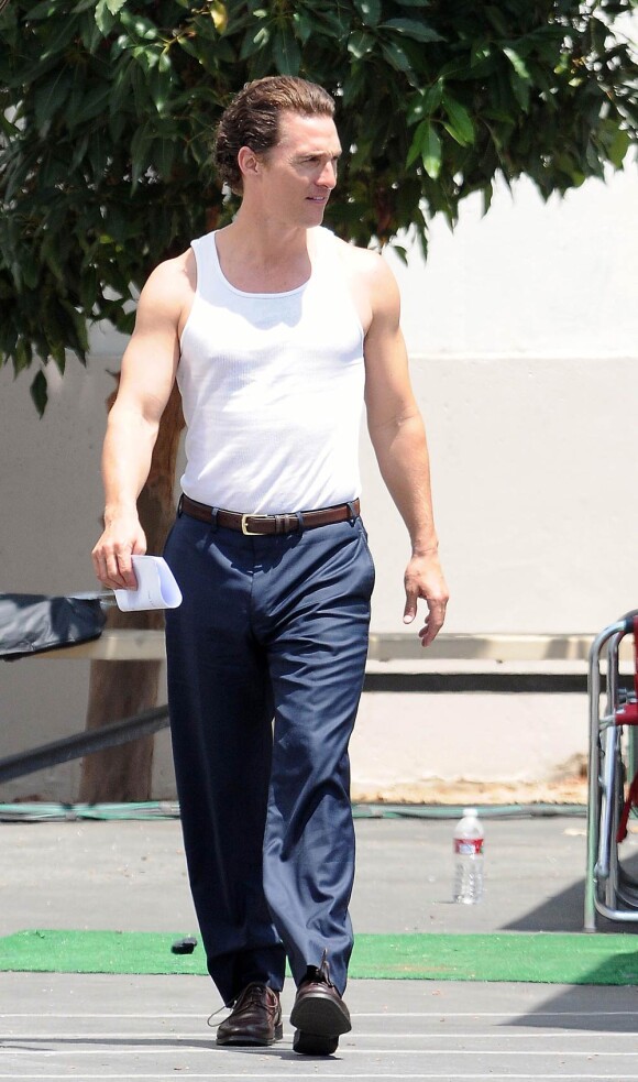 Matthew McConaughey sur le tournage de La défense Lincoln, à Los Angeles, le 11 août 2010.