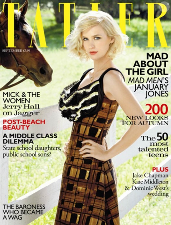 La ravissante January Jones en couverture de l'édition britannique du magazine Tatler, septembre 2010.