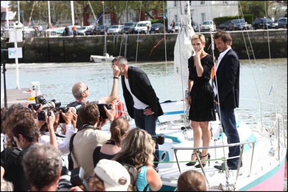 Philippe Bas, Lorie et Alexandre Varga, au Festival de la Fiction TV à La Rochelle
