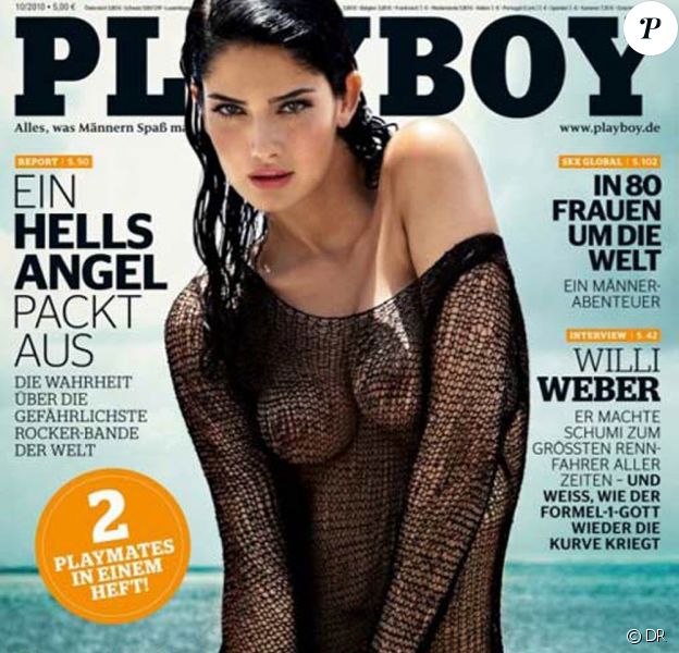 Le mannequin allemand Shermine Shahrivar, Miss Europe 2005, en couverture du Playboy allemand, édition octobre 2010.