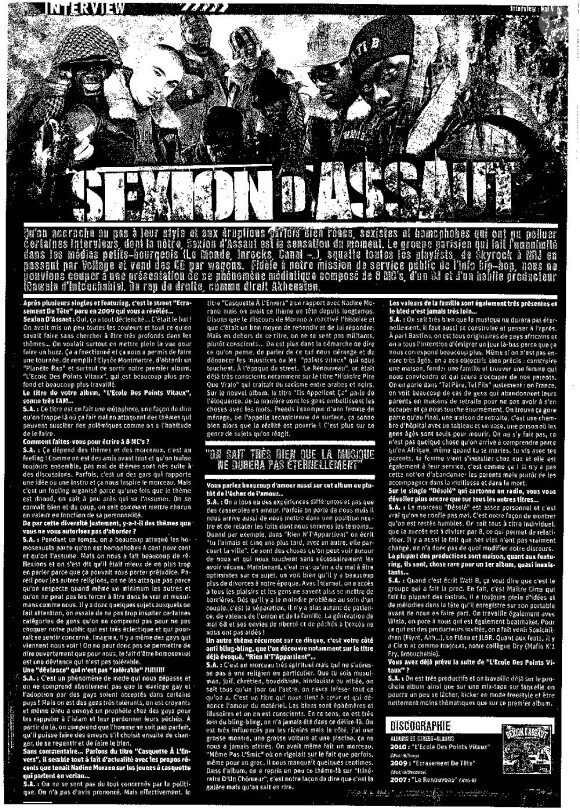 Interview de Lefa de Sexion d'Assaut dans Internaitonal Hip Hop, juin 2010 