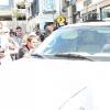 Brad Pitt et sa fille Zahara sortent de l'anniversaire de Toni Cornell, à Los Angeles, le 25 septembre 2010