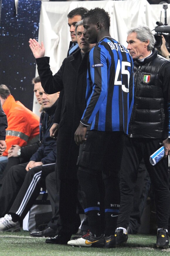 Mario Balotelli et son entraineur à l'Inter Milan, José Mourinho