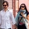 Famke Janssen et son chéri Cole Frates et le chien Licorice dans les rues de New York, le 9 octobre 2010