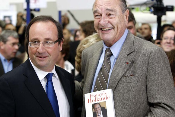 François Hollande et Jacques Chirac, foire du livre de Brive-la-Gaillarde, 7 novembre 2009