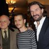 Prix de Flore 2010, le 4 novembre 2010 : Pierre Bergé, Frédéric Beigbeder et le lauréat Abdellah Taïa
