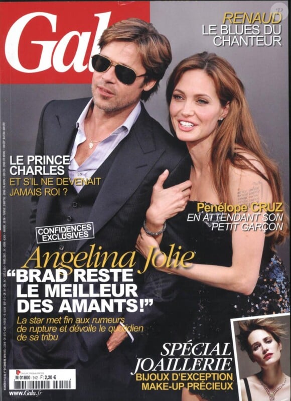 Angelina Jolie et Brad Pitt en couverture de Gala en kiosque le 1er décembre
