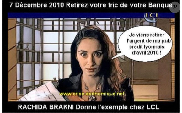 Rachida Brakni dans sa pub détournée par www.crise-économique.net