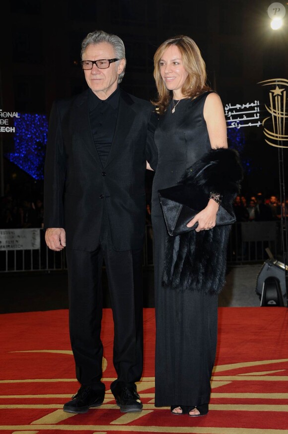 Harvey Keitel et sa femme lors de la cérémonie de clôture du 10e Festival International du Film de Marrakech, le 11 décembre 2010.