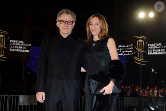 Harvey Keitel et sa femme lors de la cérémonie de clôture du 10e Festival International du Film de Marrakech, le 11 décembre 2010.