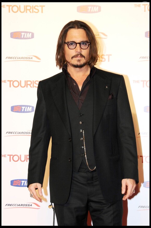 Johnny Depp à l'occasion de l'avant-première italienne de The Tourist, au Space Cinema de Rome, le 15 décembre 2010.