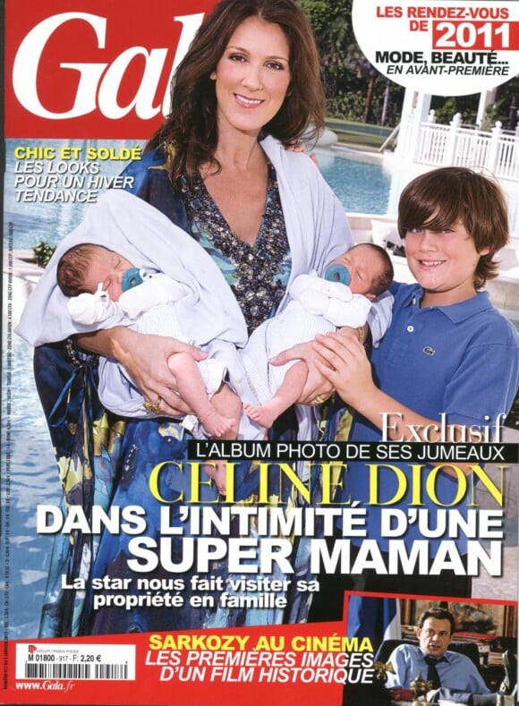 Céline Dion, ses jumeaux et René-Charles en couverture de Gala