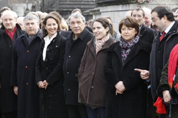 Ségolène Royal, Mazarine Pingeot et Martine Aubry lors de la commémoration du 15e anniversaire de la mort de François Mitterrand à Jarnac le 8 janvier 2011