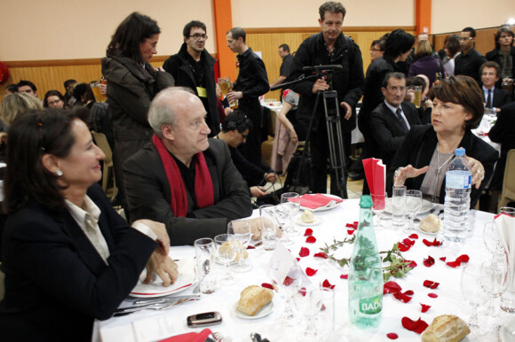 Déjeuner lors de la commémoration du 15e anniversaire de François Mitterrand le 8 janvier 2011 à Jarnac : Ségolène Royal, Hubert Védrine et Martine Aubry