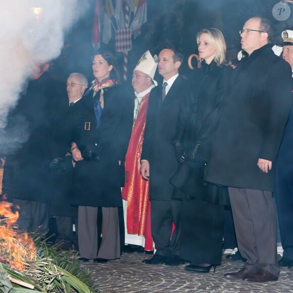 Charlene Wittstock et le prince Albert durant les célébrations de la Sainte-Dévote, le 26 janvier 2011.