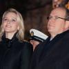Charlene Wittstock et le prince Albert durant les célébrations de la Sainte-Dévote, le 26 janvier 2011.