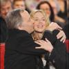 Fabrice Luchini et Sandrine Kiberlain lors de l'enregistrement de Vivement Dimanche, émission diffusée le 6 février 2011 sur France 2