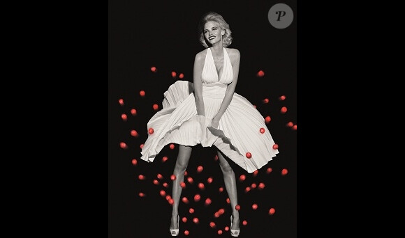 Lara Stone recréant la scène de Marilyn Monroe dans 7 ans de réflexion