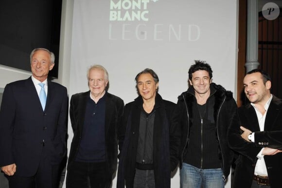 Lutz Bethge, André Dussollier, Richard Berry, Patrick Bruel et François-Xavier Demaison au lancement de Legend, nouvelle fragrance de la maison Montblanc. 3 février 2011, à Paris.