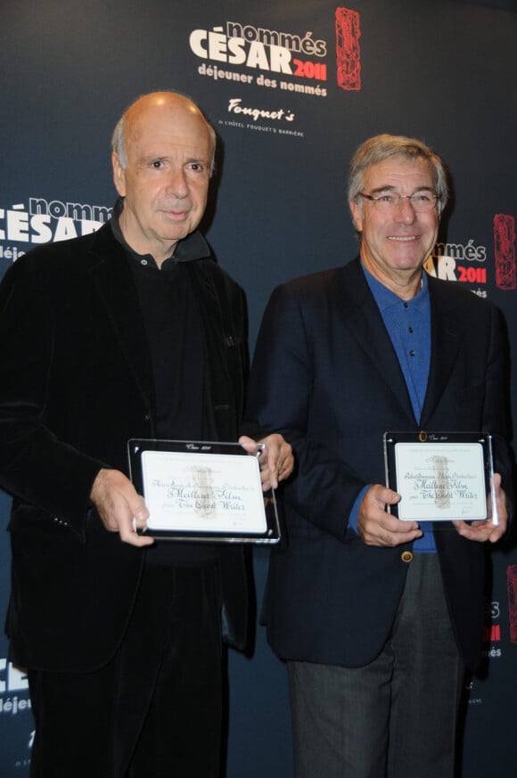 Alain Sarde et Robert Benmussa lors du déjeuner des nominés des César le 5 février 2011