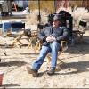 Johnny Hallyday sur le tournage de la pub Optic 2000 dans le désert de Mojave