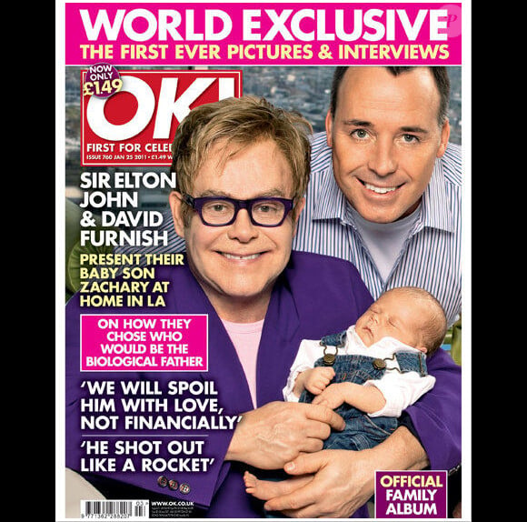 Elton John et David Furnish présentent leur petit Zachary en couverture du magazine OK