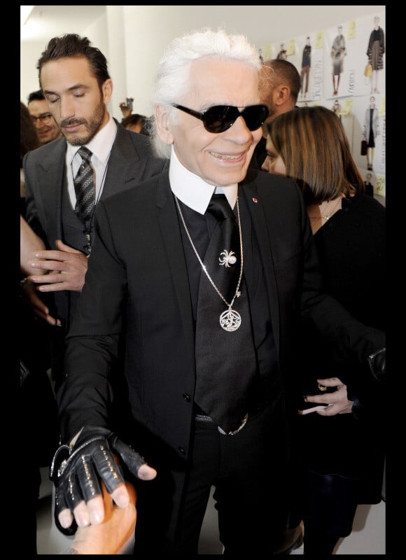 Karl Lagerfeld lors du défilé Fendi à Milan le 24 février 2011