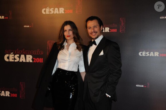 Laetitia Casta et Stefano Accorsi lors de la cérémonie des César au théâtre du Châtelet à Paris, le 25 février 2011.