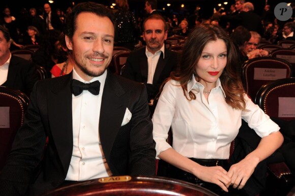Laetitia Casta et Stefano Accorsi lors de la cérémonie des César au théâtre du Châtelet à Paris, le 25 février 2011.