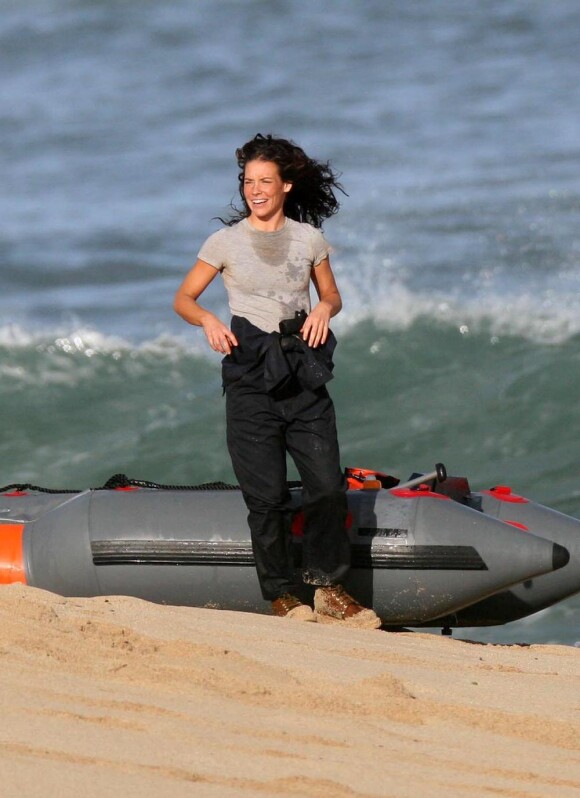 Evangeline Lilly alias Kate sur le tournage de Lost. 