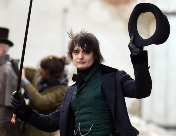Pete Doherty sur le tournage de Confessions d'un enfant du siècle, à Suenching en Allemagne, le 10 mars 2011