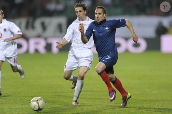 Franck Ribéry lors de la victoire de l'équipe de France face au Luxembourg le 25 mars 2011