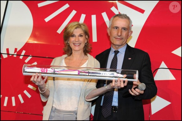 Michèle Laroque et Guillaume Pepy, PDG de la SNCF. 7 avril 2011