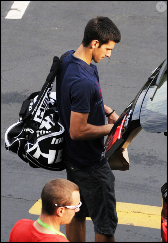 Novak Djokovic le 2 avril 2011 soit la veille de sa victoire lors de la finale de l'Open de Miami face à Nadal.