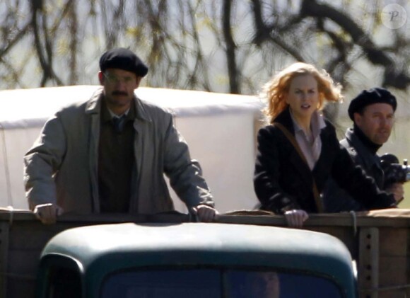 Sur le tournage de Hemingway et Gellhorn, à San FRancisco, le 1er avril 2011 : Nicole Kidman.