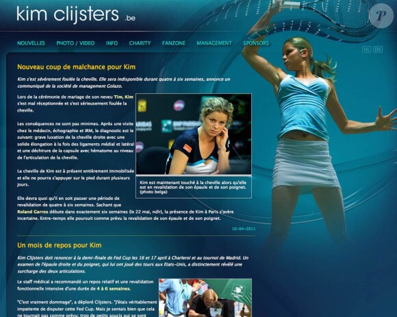 Kim Clijsters, déjà en convalescence, s'est blessée au mariage d'un membre de sa famille, en avril 2011...