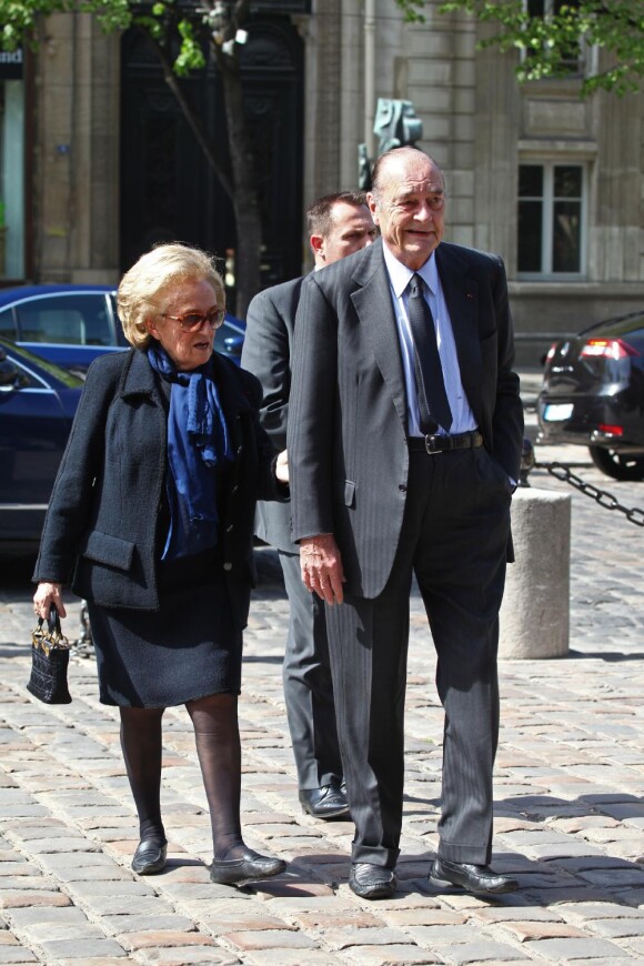 Bernadette et Jacques Chirac aux obsèques de Denise Esnous, le 6 avril 2011, à Paris.