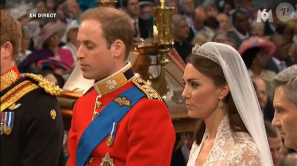 Kate Middleton, aux côtés de son futur époux le prince William, en l'abbaye de Westminster, à Londres, le 29 avril 2011.