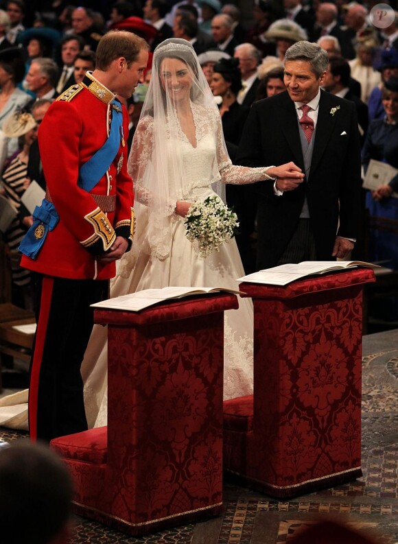 Kate Middleton aux côtés du prince William dans  l'abbaye de Westminster le 29 avril 2011 à Londres