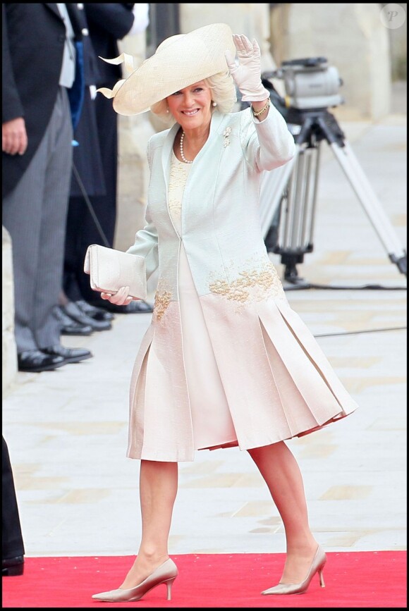 Camilla Parker Bowles à son arrivée au mariage du prince William et de Kate, le vendredi 29 avril 2011.