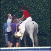 Eva Longoria en plein shooting sur un cheval à Miami, le 13 mai 2011