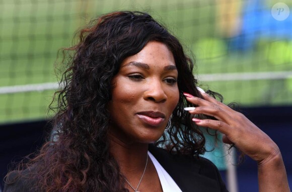 Serena Williams en conférence de presse à Eastbourne le 13 juin 2011, tournoi dans lequel elle a effectué une rentrée victorieuse le 14 juin après pas loin d'un an d'absence.