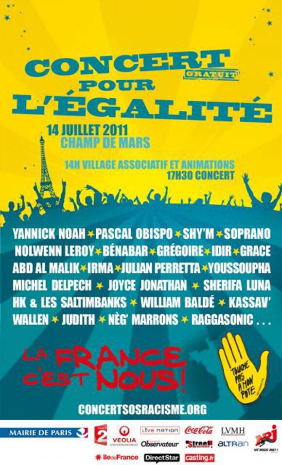 Concert pour l'égalité, le 14 juillet à Paris 2011.