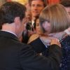 Anna Wintour décorée par le président Nicolas Sarkozy. Elle vient d'être faire Chevalier de la Légion d'honneur. La cérémonie a eu lieu à L'Elysée le 6 juillet 2011. 