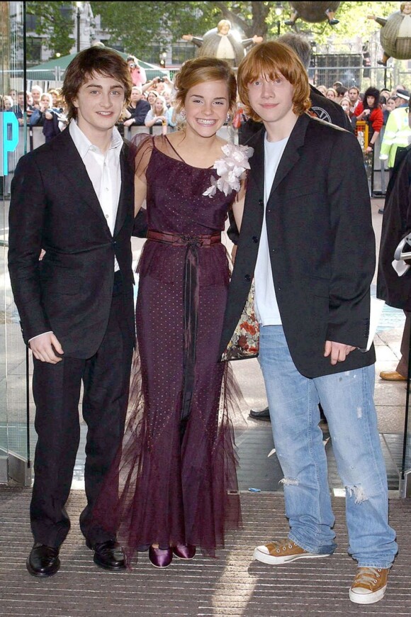 Daniel Radcliffe, Emma Watson et Rupert Grint en 2004 pour l'avant-première de Harry Potter et le prisonnier d'Azkaban