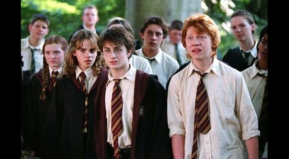 Emma Watson (Hermione), Rupert Grint (Ron) et Daniel Radcliffe (Harry) dans le film Harry Potter et le prisonnier d'Azkaban - 2003