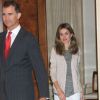 Letizia et Felipe d'Espagne tiennent une audience au palais Zarzuela à Madrid, le 21 juillet 2011
