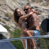 Christian Audigier et sa chérie Nathalie Sorensen en vacances à Ibiza le 30 juillet 2011