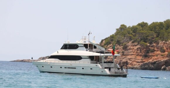 Le bateau de Christian Audigier Here comes the sun, à Ibiza le 30 juillet 2011