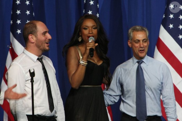 Jennifer Hudson et Rahm Emanuel ont accueilli Barack Obama à Chicago pour un événement caritatif le 3 août 2011. 